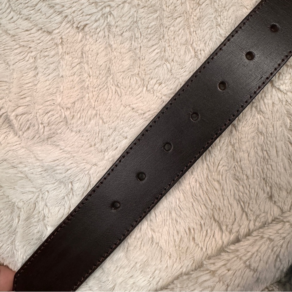 Eddie Bauer Mens Brown Genuine Leather Brass Buckle Belt Size M - Picture 6 of 8